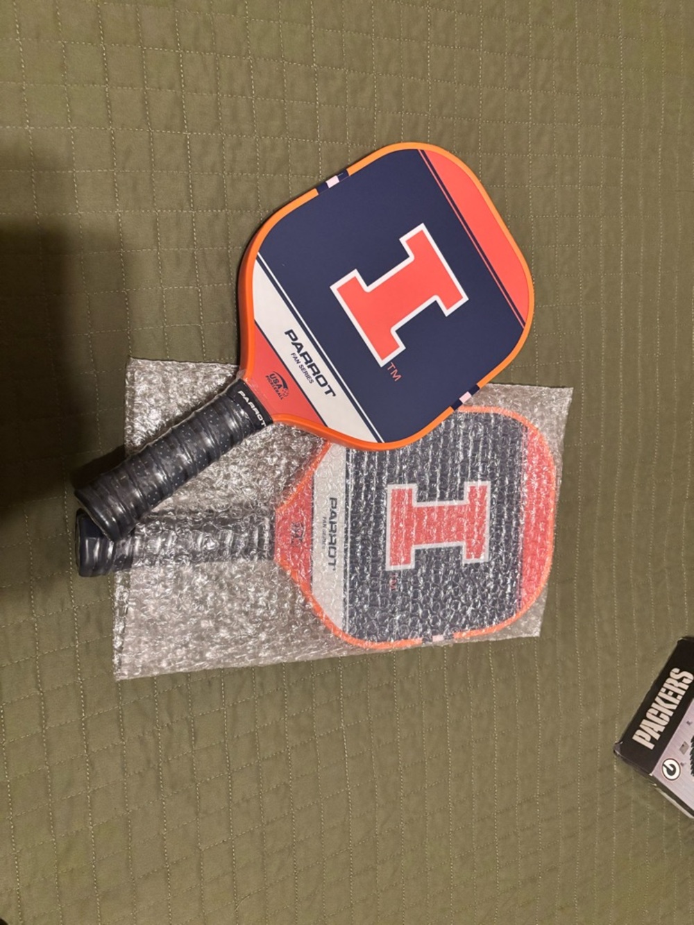 Set of 2. Parrot Pickleball Paddle  Illinois 'I' Logo